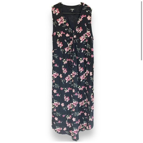 Chelsea Ladies Sleeveless, Fun Floral Black Maxi Dress Size 18/20 (read below) - Picture 2 of 5